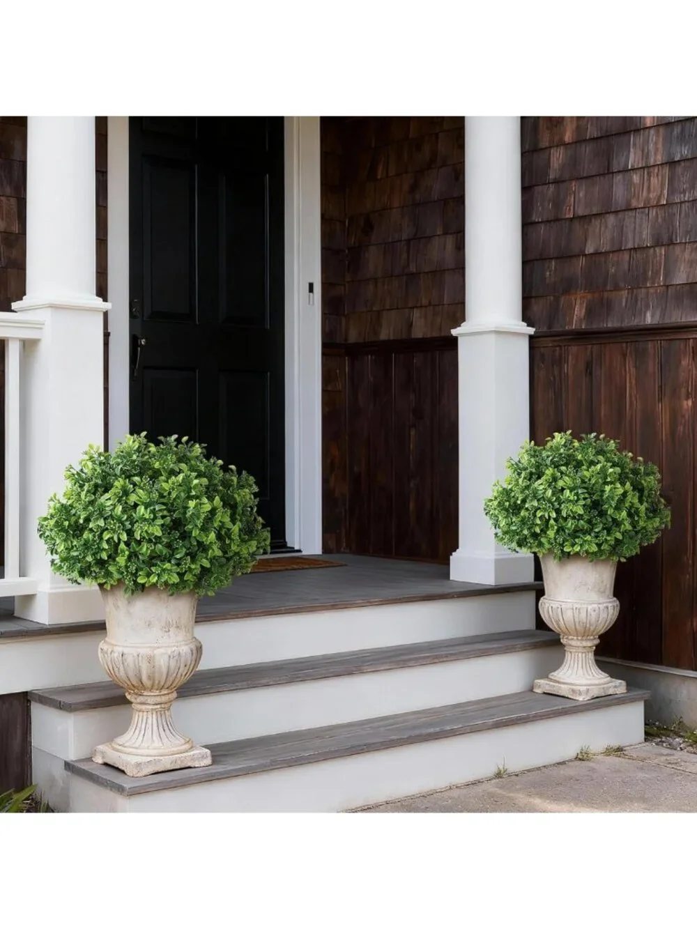 Set of 2 Green Artificial Boxwood Topiary Balls for Front Door Decor